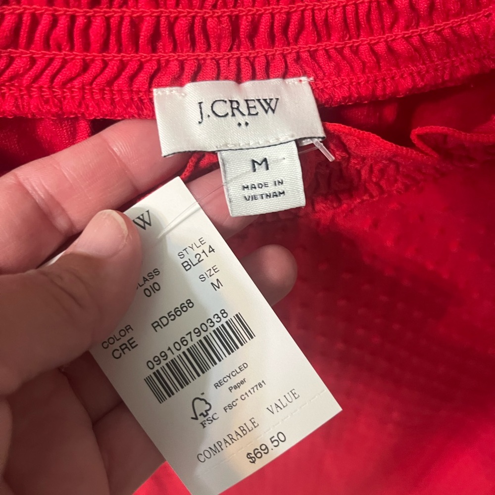 J Crew blouse - red pull over blouse
